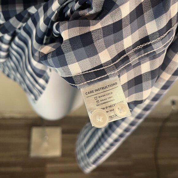 Mizzen+Main Men's blue and white checkered Leeward Trim Fit shirt Large L EUC - Picture 2 of 5
